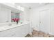 Bathroom with double vanity, quartz counters, and glass shower at 4021 Eckels Dr, Charlotte, NC 28215