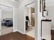 Bright bathroom featuring tiled floors, a glass-enclosed shower, and neutral wall paint at 4028 Shadowbrook Rd, Waxhaw, NC 28173