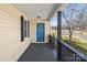 A cozy porch with a blue front door, black shutters, and wood railings that enhance the home's curb appeal at 406 E 29Th St, Kannapolis, NC 28083