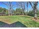 Large, well-maintained backyard with mature trees at 4117 Tyng Way, Charlotte, NC 28211