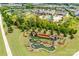 Aerial view of Carolina Orchards with scenic water features and walking trails at 4521 Middlebury Ln, Fort Mill, SC 29715