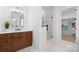 Bathroom featuring a walk-in shower with glass enclosure, and a dark wood vanity with a white countertop at 515 Deanne Dr, Rock Hill, SC 29730