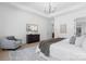 Light-filled main bedroom featuring contemporary decor, a ceiling fan, and an ensuite bathroom at 515 Deanne Dr, Rock Hill, SC 29730
