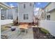 Backyard with dining set, grill, fire pit, small tree, manicured mulch beds, and a gray patio at 786 Stratford Run Dr, Fort Mill, SC 29708