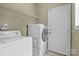 Tidy laundry room featuring shelving, washer, dryer, and exterior access door at 8932 Raven Park Dr, Charlotte, NC 28216