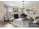 Living room featuring fireplace, artwork, piano and comfortable seating at 2033 Folkstone Ln, Indian Land, SC 29720