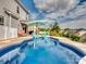 Sparkling in-ground pool with patio seating and lush landscaping at 2033 Folkstone Ln, Indian Land, SC 29720