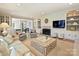 Cozy living room featuring a fireplace, custom built-ins, and comfortable seating for a relaxing atmosphere at 2423 Lemon Tree Ln, Charlotte, NC 28211