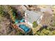 Aerial shot of a sparkling pool with patio in a private backyard oasis at 1509 Orange Hill Ct, Gastonia, NC 28056