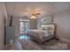 Serene bedroom featuring a cozy bed, a serene painting, and glass paneled french doors to the patio at 627 Birdie Ln # 21/22, Norwood, NC 28128