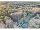Scenic aerial view of the property showcasing the surrounding trees and nearby houses at 7595 Lakehaven Dr, Denver, NC 28037
