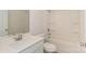 Bathroom with modern white vanity and a combined tub and shower at 1101 Red River Dr, Salisbury, NC 28144