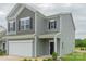 Charming two-story home with gray siding, black door, white trim, well maintained lawn and flower bed at 1101 Red River Dr, Salisbury, NC 28144