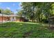 Spacious backyard featuring a lush lawn, mature trees, and an outdoor seating area; perfect for relaxation and entertainment at 1210 Brookwood Dr, Shelby, NC 28150