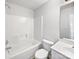 Clean bathroom with a shower-tub combo, toilet, and a modern sink at 13510 Tranters Creek Ln, Charlotte, NC 28273