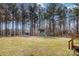 Beautiful backyard with lush trees, featuring a playhouse, swing set, and shed at 1661 California Rd, York, SC 29745