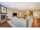 Bright living room with stone fireplace and staircase at 2056 Angel Oak Dr, Fort Mill, SC 29715