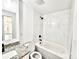Full bathroom with granite top sink and shower-tub combination at 405 Aquadale Rd, Albemarle, NC 28001