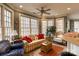 Cozy living room with large windows, comfortable seating, and a ceiling fan provides a bright and inviting space at 423 Bethel Dr, Salisbury, NC 28144