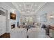 Inviting living room boasts a fireplace, coffered ceilings, and ample seating for relaxation and entertaining at 13500 Robert Walker Dr, Davidson, NC 28036