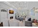 Cozy living room with fireplace, coffered ceiling, and large windows for plenty of natural light at 13500 Robert Walker Dr, Davidson, NC 28036