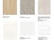 Selection of flooring, carpet, tile, countertop and backsplash samples for new construction at 136 Glenn Dr, Mooresville, NC 28115