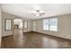 Bright living room with beautiful flooring, ceiling fan and view of fireplace at 288 John L Hudson Sr Rd, Lancaster, SC 29720