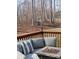Comfortable outdoor seating area with a fire pit on a back deck overlooking the backyard at 312 Sailwinds Rd, Mooresville, NC 28115