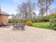 Spacious stone patio with outdoor seating and lush green lawn for entertaining and relaxation at 3625 Mill Pond Rd, Charlotte, NC 28226