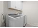 Convenient laundry room with a washer, dryer, and white cabinets for storage at 491 Creevy Nw Dr, Concord, NC 28027