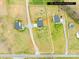 Aerial view showing property lines and home with lush lawn at 5405 Austin Rd, Monroe, NC 28112
