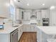 Spacious kitchen boasts stainless appliances, an island with bar seating, and modern backsplash at 5585 Zeeland Ln, Fort Mill, SC 29707