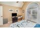 Light filled bedroom with a vaulted window, carpet, and a dresser for storage at 919 42Nd Avenue Ne Ln, Hickory, NC 28601