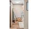 Modern bathroom with decorative mirror, stylish accents, and a shower with patterned curtain at 255 Liberty Estates Ln, Taylorsville, NC 28681