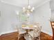 Inviting dining area with a round table, patterned chairs, hardwood floors, and stylish chandelier at 1121 Park West Dr, Charlotte, NC 28209