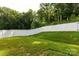 Large, green backyard enclosed by a pristine white fence with mature trees along the back property line at 1953 Boulder Ct, Gastonia, NC 28054