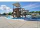 Community pool featuring waterslides and a brick tower under a clear blue sky at 333 Dudley Dr, Fort Mill, SC 29715