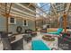 A covered patio featuring an outdoor living space with comfortable seating and a fire pit at 360 Patience Dr, Concord, NC 28025