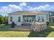Backyard view features a covered patio, outdoor kitchen, and lush landscaping at 5004 Oakmere Rd, Waxhaw, NC 28173