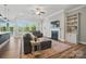 Spacious living room with a fireplace, built-in shelves, and large windows, perfect for comfortable Gathering gatherings at 5004 Oakmere Rd, Waxhaw, NC 28173