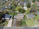 Aerial view of a charming neighborhood showcasing a home with a pool and landscaped yards at 6319 Hazelton Dr, Charlotte, NC 28210