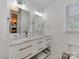 Elegant bathroom featuring double vanity and subway tile at 6319 Hazelton Dr, Charlotte, NC 28210