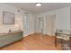 Bright office space with hardwood floors and modern desk at 6319 Hazelton Dr, Charlotte, NC 28210