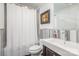 Bathroom with a shower and tub with a shower curtain, a sink, and decorative accessories at 810 Bridgewood Dr, Rock Hill, SC 29732