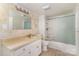 Bathroom showcasing vanity with storage, toilet, and shower/tub with sliding doors at 1893 Hilltop Cir, Gastonia, NC 28054