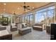 Beautiful screened porch with wicker furniture, ceiling fans, and views of the water at 20338 Christofle Dr, Cornelius, NC 28031