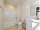 Pristine bathroom with a tub, shower, and neutral-toned walls at 2108 Morgan Hills Dr, Albemarle, NC 28001