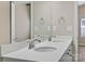 Bathroom with double sink vanity with quartz countertops and chrome fixtures at 2124 Clapham Ct, Charlotte, NC 28215