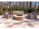 Inviting outdoor fire pit with stone surround and comfortable patio seating, perfect for entertaining at 425 Gladelynn Way, Waxhaw, NC 28173