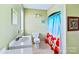 Bathroom featuring a toilet, vanity, and a shower with a patterned curtain at 1109 Hemlock Dr, Shelby, NC 28150